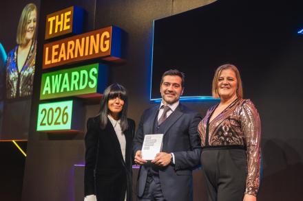 UNSSC's Ugo Caruso accepting the award