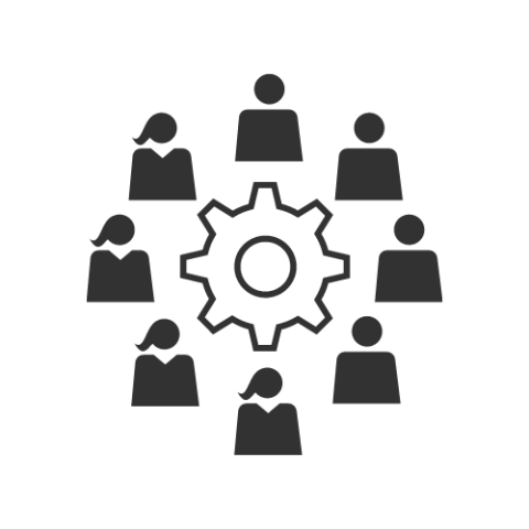 An icon showing people working together