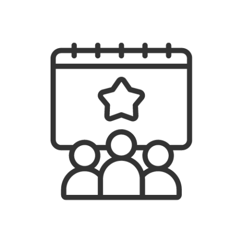 An icon showing a group of people looking at a calendar