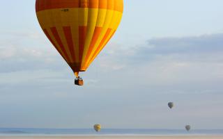 hot-air balloons in the air